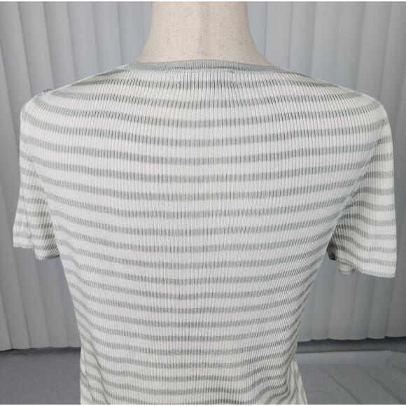 Madewell Micro-Rib Sweater Tee in Monument Short Sleeve Stripes Size Medium - Picture 5 of 11